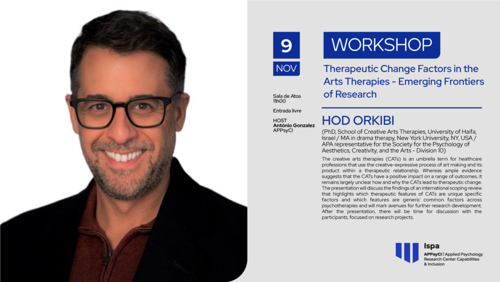 Workshop  | Hod Orkibi – Therapeutic Change Factors in the Arts Therapies – Emerging Frontiers of Research