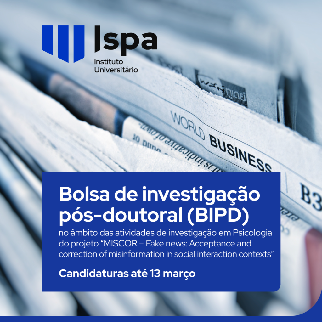 Aviso de abertura de concurso para atribuição de 1 bolsa de investigação pós-doutoral (BIPD)