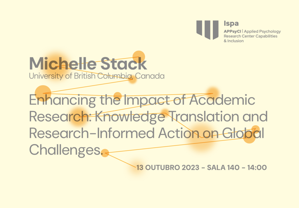 Palestra “Enhancing the Impact of Academic Research: Knowledge Translation and Research-Informed Action on Global Challenges”