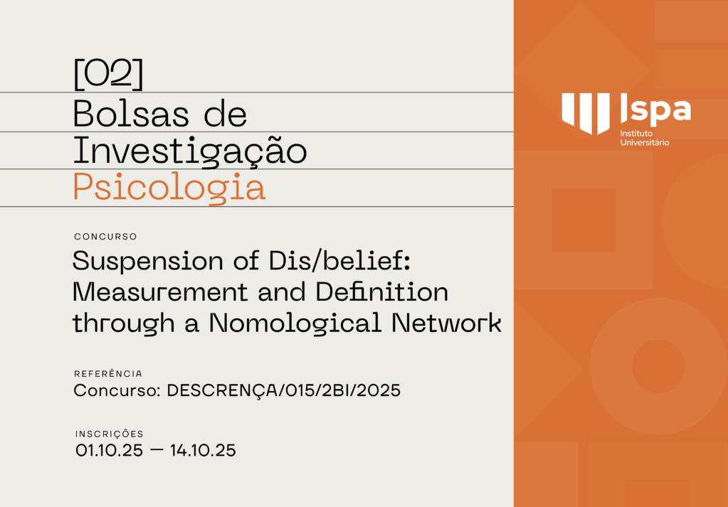 Ispa abre concurso para atribuição de 2 Bolsas de Investigação para estudantes de Psicologia